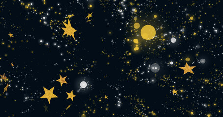 Image of light spots and stars on black background