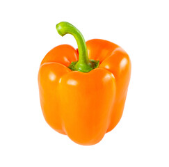 One sweet orange pepper close-up isolated on a white background.