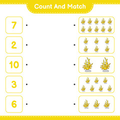 Count and match, count the number of Coral and match with the right numbers. Educational children game, printable worksheet, vector illustration