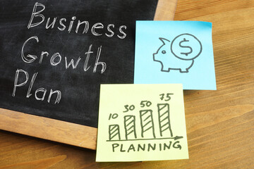 Business growth plan is shown on the photo using the text