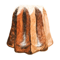 Watercolor Italian cake Pandoro