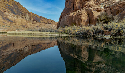Fototapeta na wymiar Colorado River Reflection Near Glen Canyon Dam