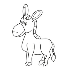 Fototapeta na wymiar Simple coloring page. Vector illustration of Cartoon donkey - Coloring book on white