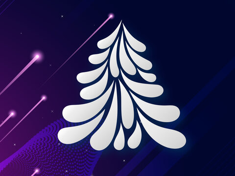 New Year Christmas tree with cosmic background, illustration 2022