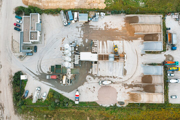 Equipment for the production of asphalt, cement and concrete. Concrete-mixing plant. Harmful...