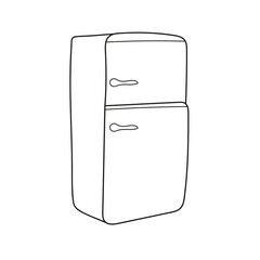 Simple coloring page. Coloring book pages for kids - Kitchen -Refrigerator. Vector Illustration
