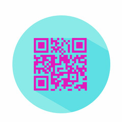 QR code bright icon flat vector isolated on blue background