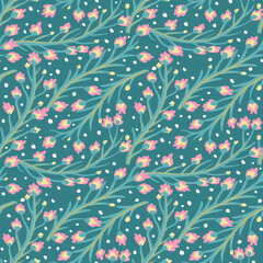 Vector vintage floral seamless pattern with small flowers.