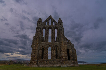 Fototapeta premium Whitby Abbey Church Ruins, Yorkshire ENGLAND Ancient ruined church 