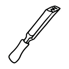 Chisel tool in doodle style. Isolated vector.