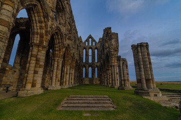 Fototapeta premium Whitby Abbey Church Ruins, Yorkshire ENGLAND Ancient ruined church 