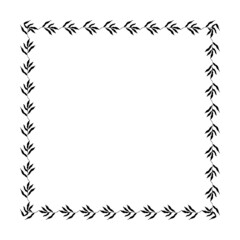 square shaped black frame made of plants on white isolated background