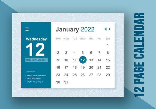 Web Calendar UI UX Calendar Design 2022