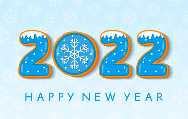 Fototapeta na wymiar greeting card or banner happy new year 2022.