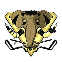 Hockey club emblem with mammoth