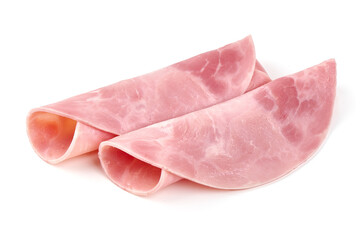 Cooked ham isolated on white background.