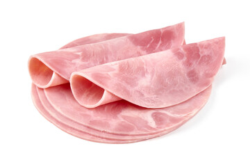 Pork ham slices isolated on white background.