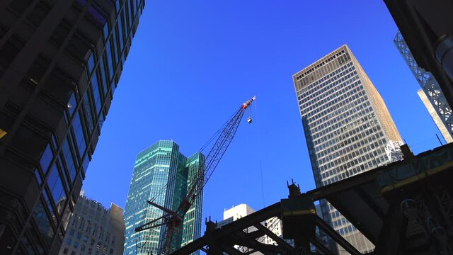 The replacement construction of the new headquarter JP Morgan Chase Building is in progress along Park Avenue among Midtown Manhattan skyscraper on October 28, 2021 on New York City NY USA. 