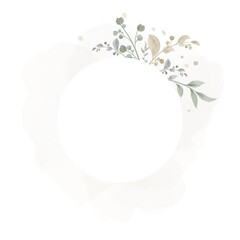 Herbal minimalistic vector frame. Hand painted plants, branches, leaves on a white background. Wedding invitation. Watercolor style. Natural card design.