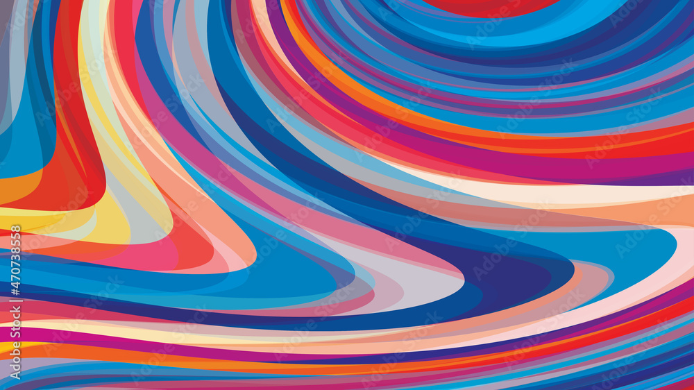 Poster abstract background with curved colorful stripes. cmyk colors