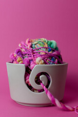 textured pink hand spun art yarn knitting wool 