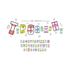 Abstract font and alphabet set isolated on white background. Collection of modern alphabet, vector illustration. For web site, print material, t-shirts and apparel