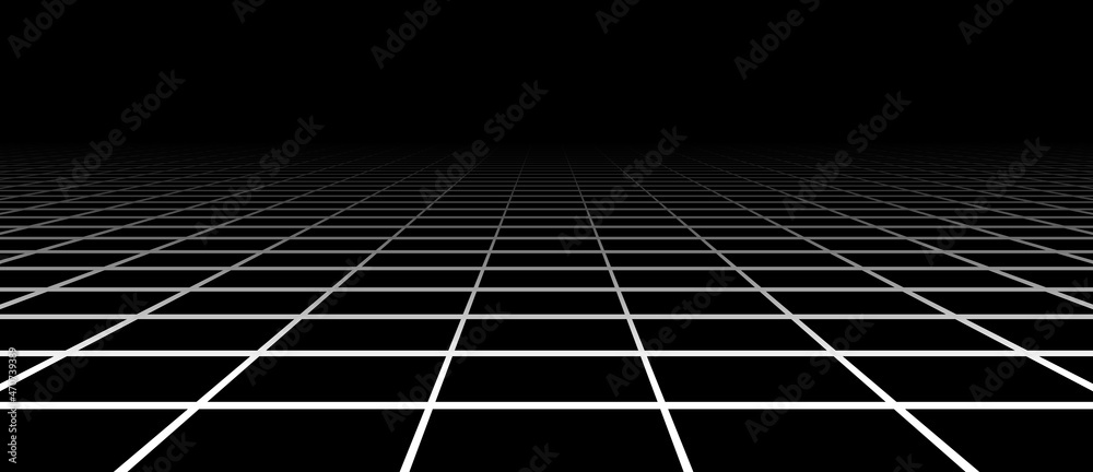 Poster Vector gradient grid. Perspective tile of lines. Detailed vector illustration.