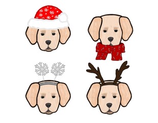 Christmas dog. Labrador puppy with Christmas accessorises