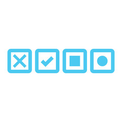 Checkbox set with checked checkboxes vector icons for apps and websites. Stock vector illustration isolated on white background