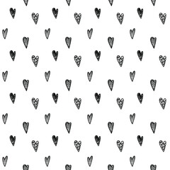 Vector seamless pattern. Heart shape. Many hearts in graphic repetitive ornament. Love surface pattern design. Template for social media post, background, print on fabric or paper.
