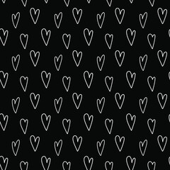 Vector seamless pattern. Heart shape. Many hearts in graphic repetitive ornament. Love surface pattern design. Template for social media post, background, print on fabric or paper.
