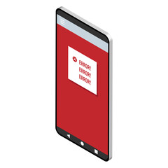 エラー・警告 画面を表示するスマートフォン モバイルデバイス のベクターイラスト