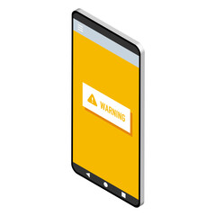 警告画面を表示するスマートフォン モバイルデバイス のベクターイラスト