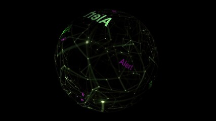 Alert concept on rotating sphere