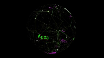 Apps concept on rotating sphere