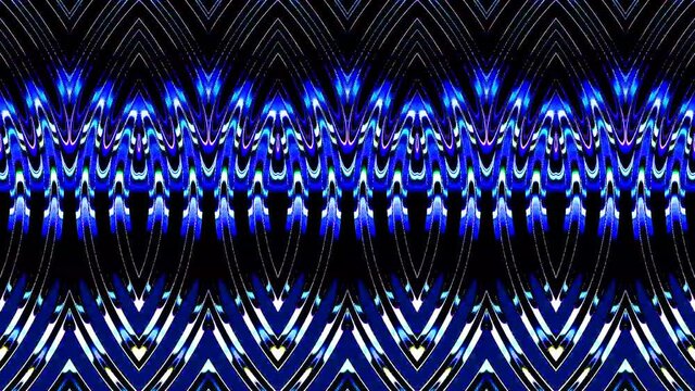 shining bright lines set blue wave motion, colorful, on black background