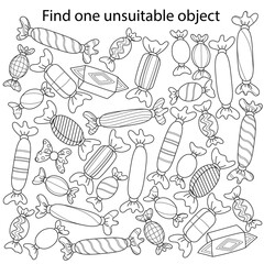 Children's vector template for educational books, developing education. Find one unsuitable object.