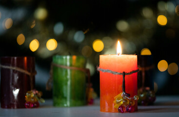 four candles for Advent or Christmas background