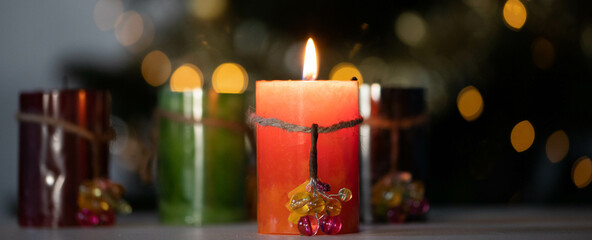 four candles for Advent or Christmas background