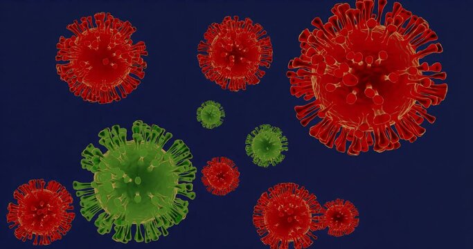 color animation of a coronavirus cell on a blue background