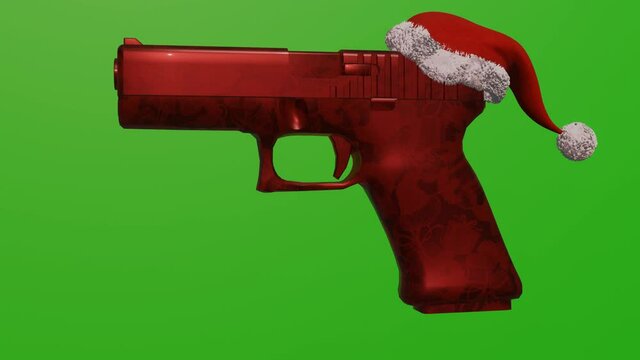 animation of one-year-old firearms with Christmas motifs on the green