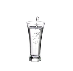 Pour water into a glass. on a white background