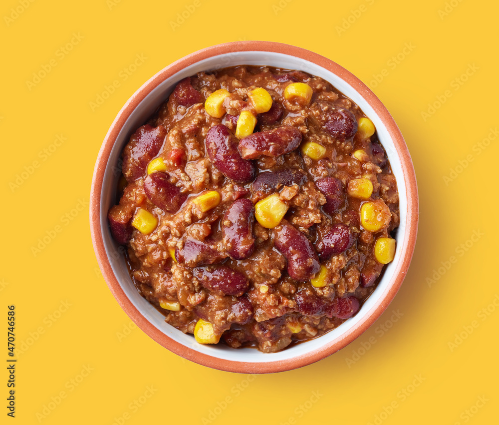 Sticker bowl of chili con carne