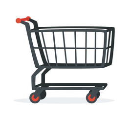 Vector cartoon style empty shopping cart isolated