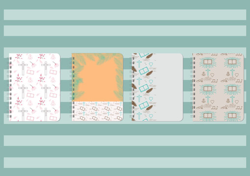 A set of covers for notebooks, books,  brochures, planners, catalogs with  pattern resurrection.