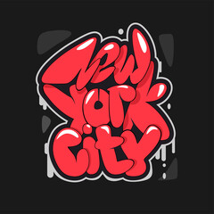 New York City graffiti style hand drawn lettering. Decorative vector text .