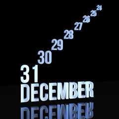 The December 31st illustration 3D concept. Days of the month.