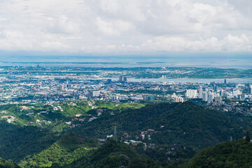 Cebu cityscape with mountains. Landscape view from top mountain.