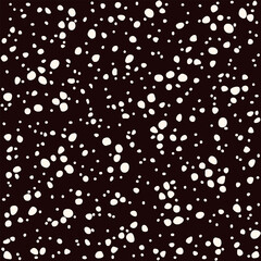 Seamless abstract black and white monochrome background. Winter snow night sky. Hand drawn pattern