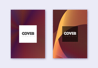 Hipster cover design template set. Orange abstract